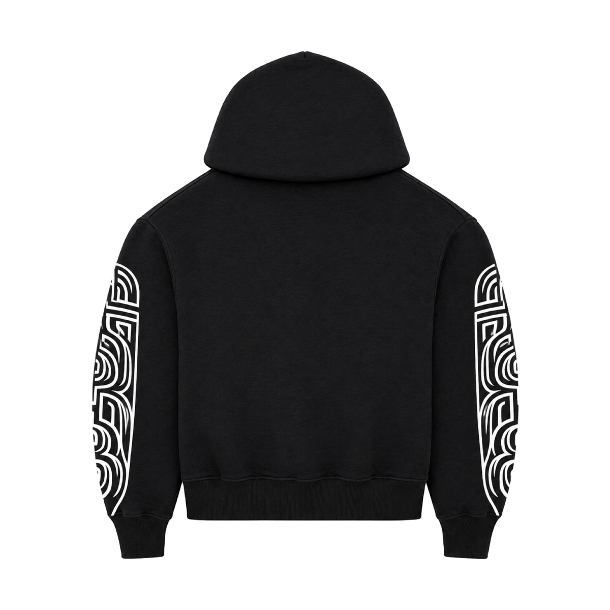 MAZE ZIPPER  HOODIE - BLACK